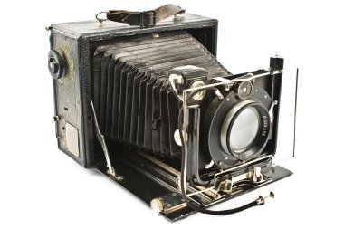 Antique Old photo Camera isolated on white clipart