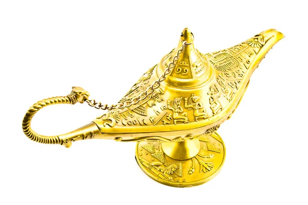 Aladdins Magiska Genien Lampa Isolerad Vit — Stockfoto