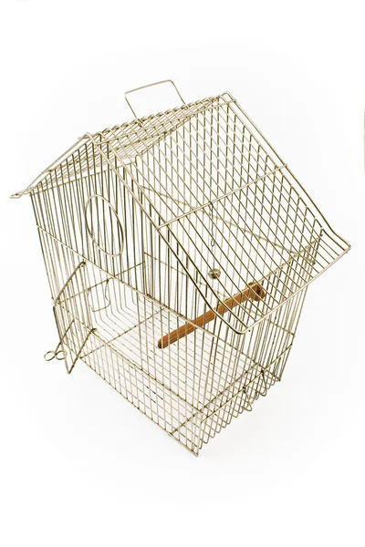 Gaiola de pássaro vazia com porta aberta — Fotografia de Stock