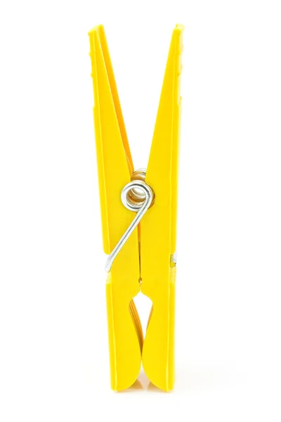 Żółty Clothespin Białym Tle — Zdjęcie stockowe