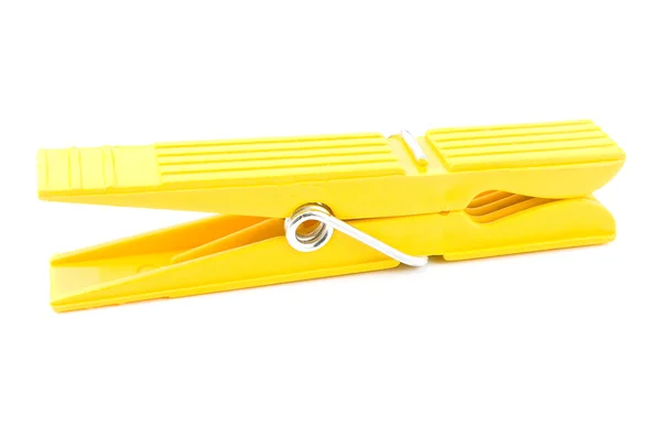 Yellow Clothespin Isolated White — 스톡 사진