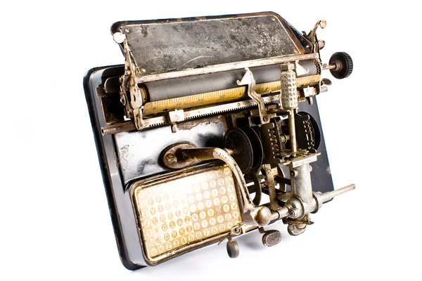 Древняя Пишущая Машинка Изолирована Белом — стоковое фото