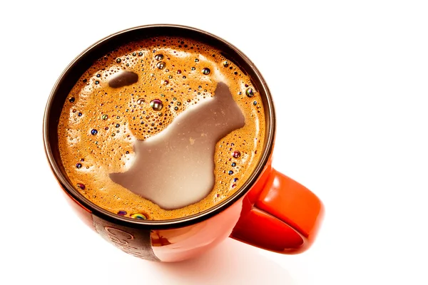 Rode kop zwarte koffie — Stockfoto