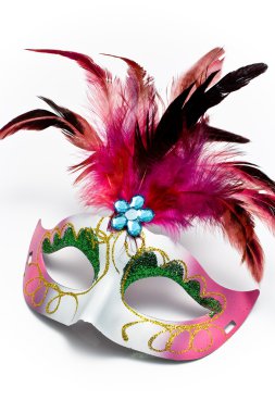 Carnival mask with feathers and diamond clipart