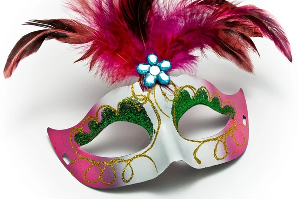 Карнавальна маска з пір'ям і діамантом — стокове фото
