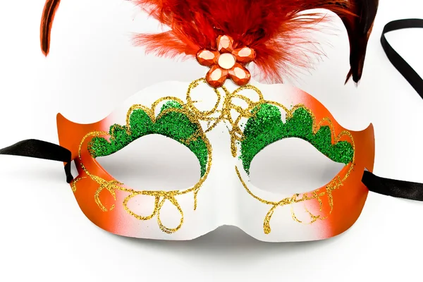 Máscara de carnaval con plumas y diamante — Foto de Stock