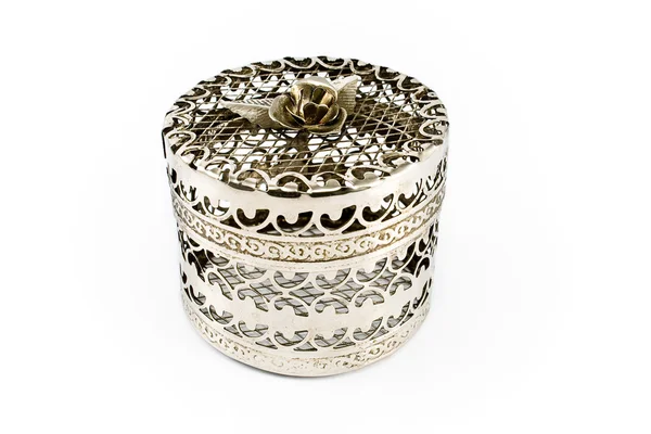 Caixa de jóias de prata — Fotografia de Stock
