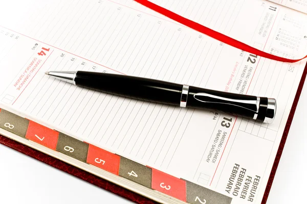 Pen op persoonlijke organizer — Stockfoto