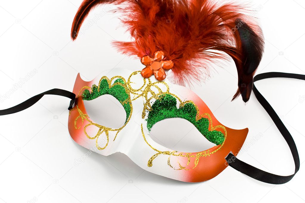 Carnival mask with feathers and diamond