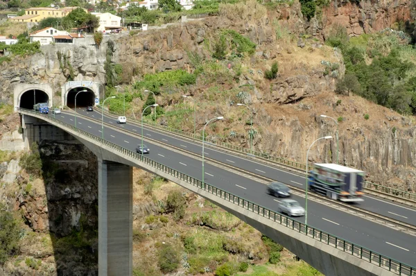 stock image Traffic at highway with tunnel