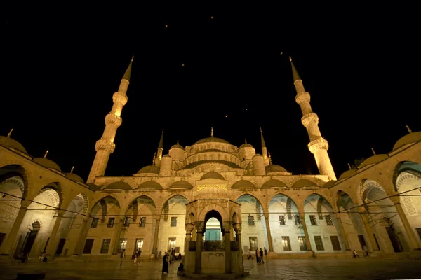 Sultanahmet Moskén Med Kupol Och Minareter Nattetid — Stockfoto