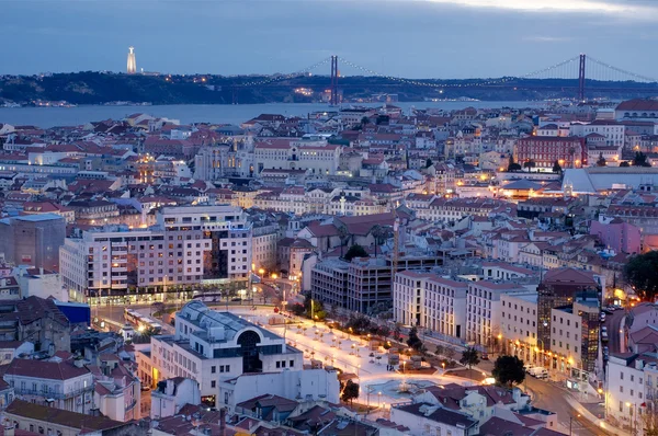 View Lisbon Downtown Martim Moniz Square River Background — Stock Photo, Image