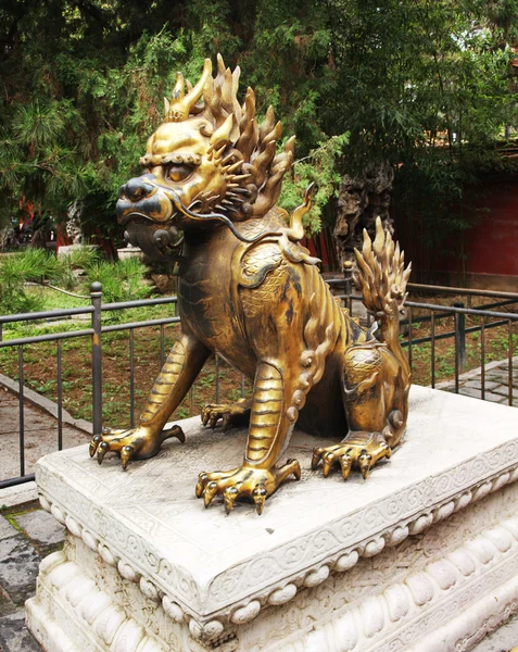stock image Bronze lion in Forbidden City