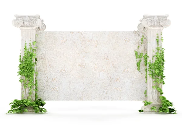 Horisontella antiken billboard täckt av murgröna Royaltyfria Stockbilder