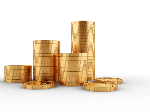 Golden Coins Isolated White Background Clipping Path — Stock Photo, Image