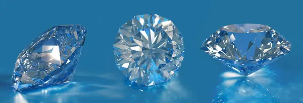 Drei Diamanten Auf Blauem Hintergrund — Stockfoto