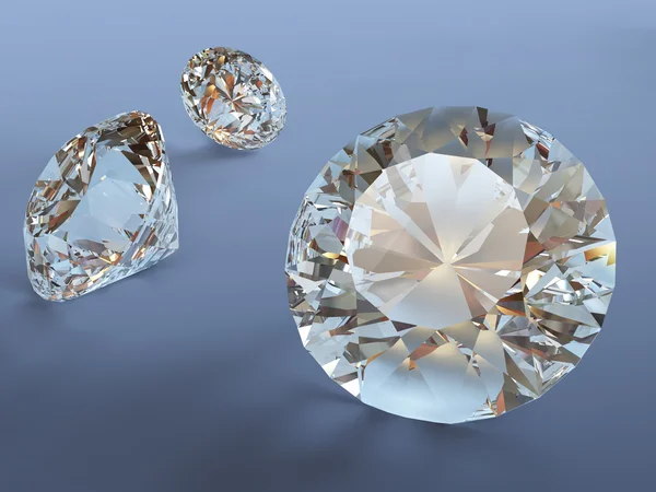 Einige Perfekte Diamanten Auf Blauem Hintergrund Schneidpfad — Stockfoto