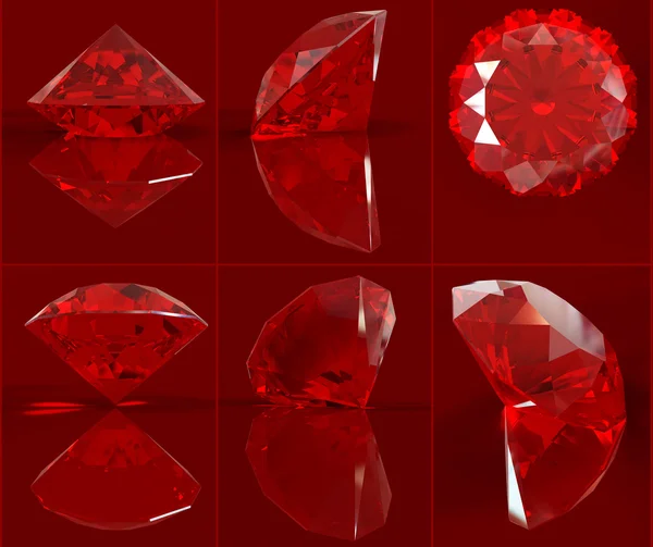 在黑色背景上设置的红宝石 正确的折射率 剪切路径 免版税图库照片
