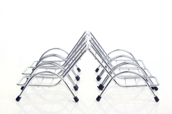 Üstten Görünüm gümüş çelik sandalye — Stok fotoğraf