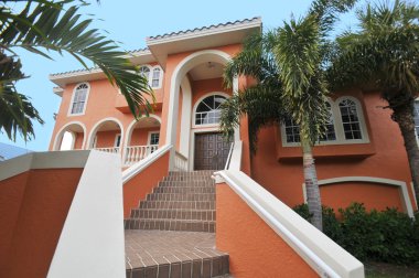 Stairway to elegant mansion clipart