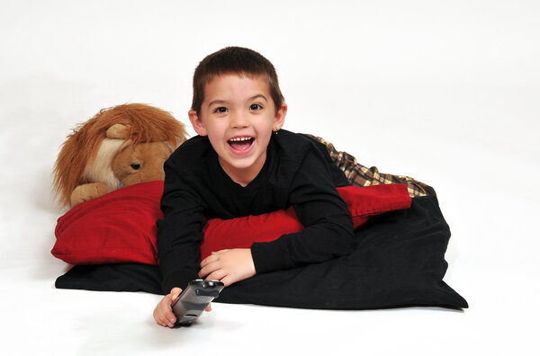 Smiling Boy Watching TV