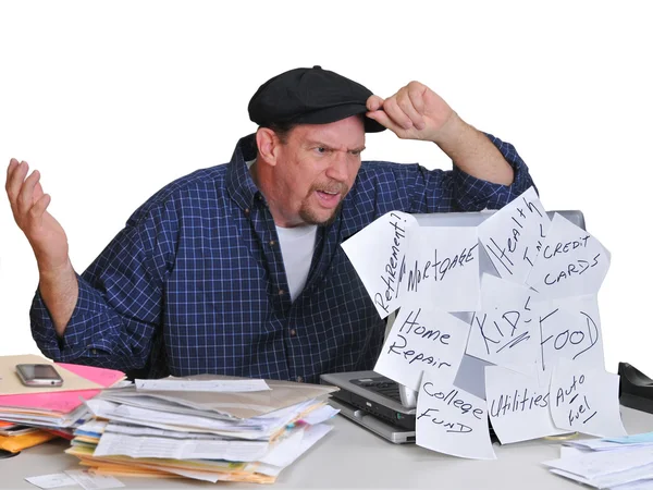 Man and his financial dilemna — Stock Photo, Image