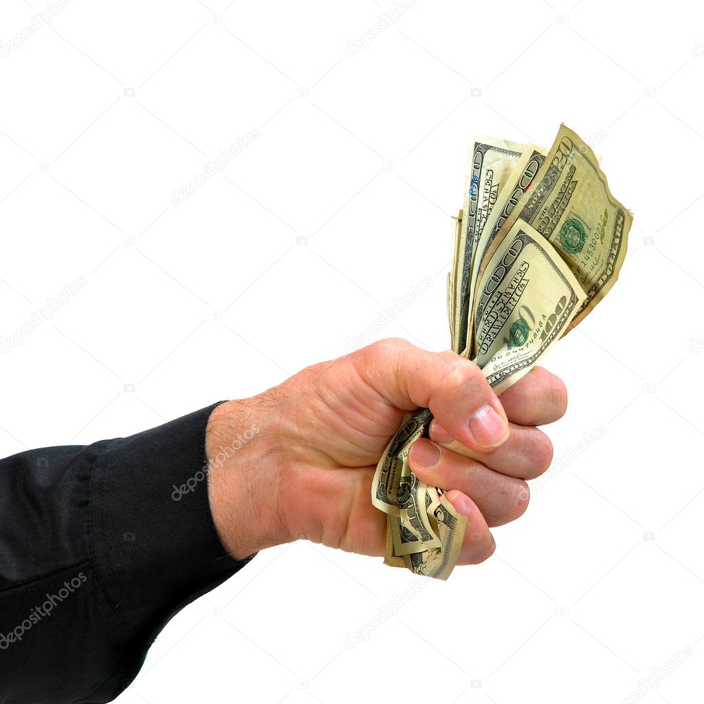Hand grasping hold of money