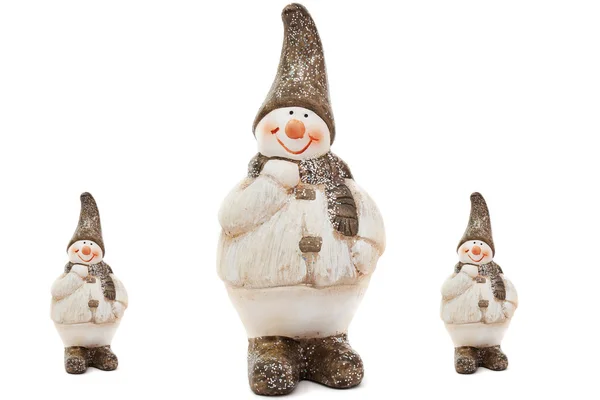 Ceramic figurine three sowman — Stock Photo, Image