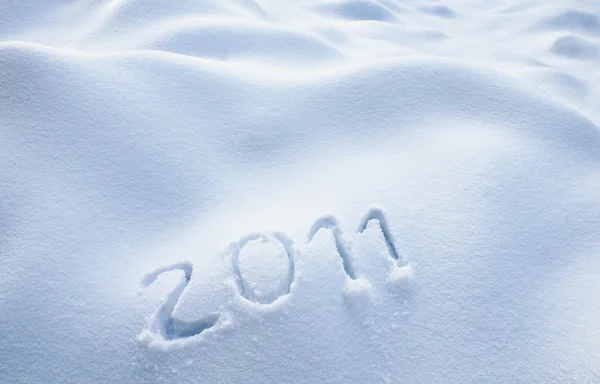 Ano 2011 escrito na neve — Fotografia de Stock