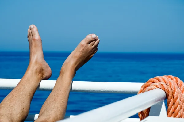 Feet Railing Cruise Liner — Stock Photo, Image