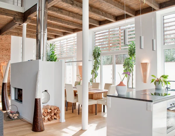 Modernes Wohnzimmer Mit Weiß Gestrichenen Wänden — Stockfoto