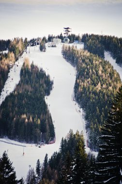 Famous Skiing Slope in Semmering, Lower Austria. Once a year there is World Cup in Skiing clipart