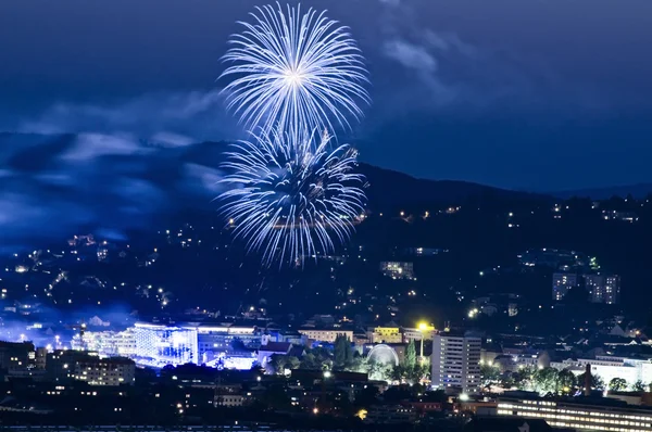 stock image Firework at Blue Hour in Linz, Austria