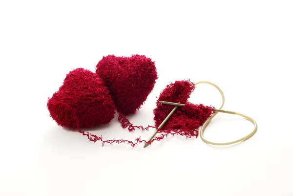 Corações tricotados juntos — Fotografia de Stock