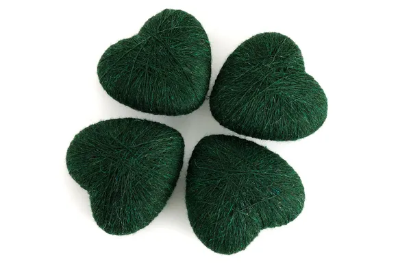 Τετράφυλλα Τριφύλλια Σχηματίζεται Από Πράσινη Καρδιά Σχήμα Clews Άσπρο Φόντο — Φωτογραφία Αρχείου