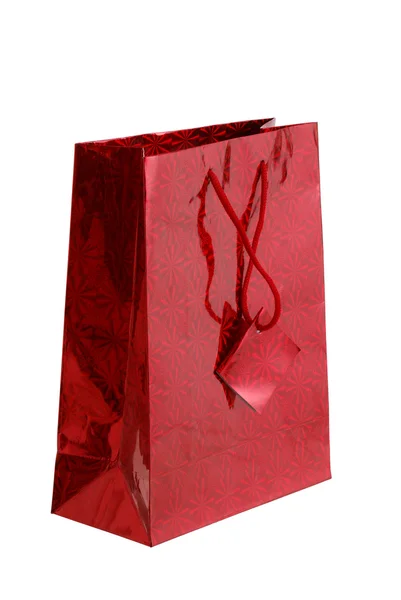 Sacchetto regalo rosso lucido — Foto Stock