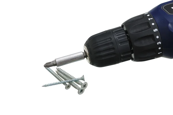 Closeup of screwdriver and screws — Stock Photo, Image