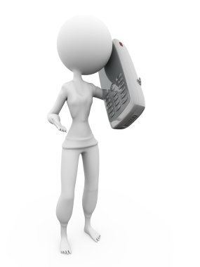 Human talk with big mobile phone clipart