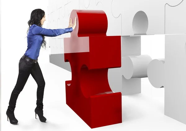 Business builds a puzzle — Stock Photo, Image