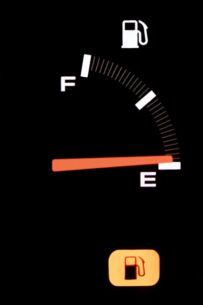 stock image Gas gauge indicating that the vehicle is running on reserve