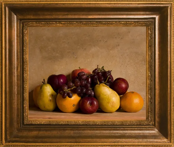 Hagyományos Favázas Gyümölcs Csendélet Stock Kép