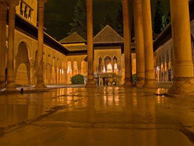 Alhambra palace at night clipart