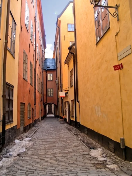 Rua da cidade velha (Gamla Stan), Estocolmo — Fotografia de Stock