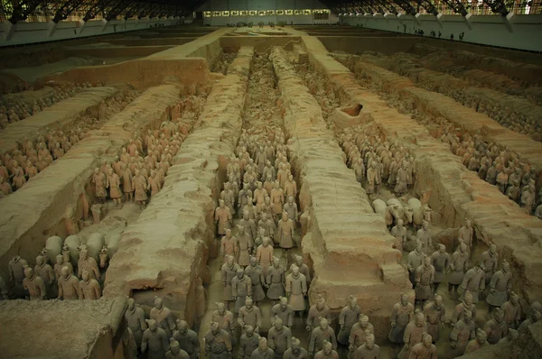 Overview Qin Dynasty Terracotta Army China Stock Image