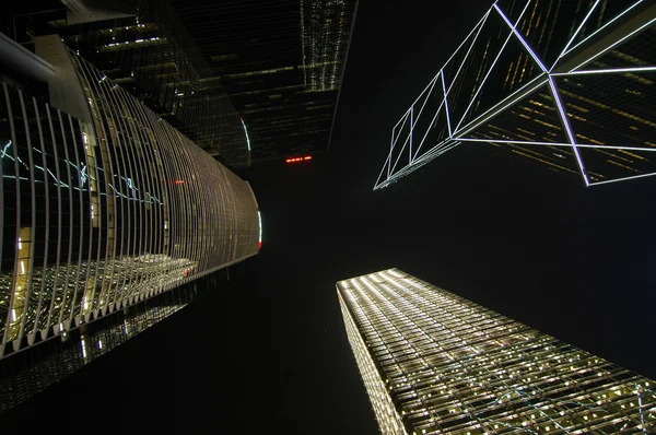 stock image Skyward view of Bank of China and three other skyscrapers, Hong Kong