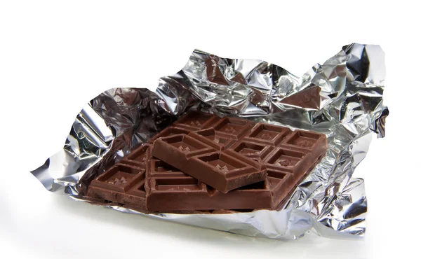 Barra Chocolate Papel Alumínio — Fotografia de Stock