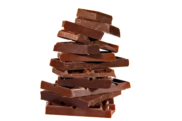 Çikolatalı dilimler beyaz arka plan — Stok fotoğraf