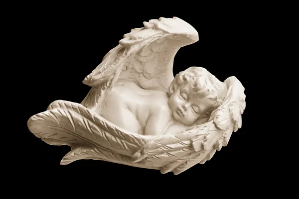 Figurka białego anioła to słodki, spanie w skrzydła — Zdjęcie stockowe