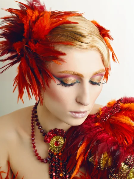 stock image Portrait of a woman with make-up of Phoenix