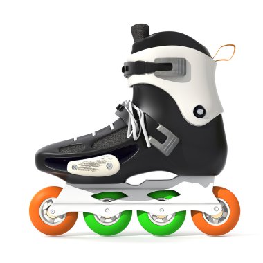 Roller Skates Black with white accents on a white background clipart
